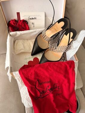 Christian Louboutin Slingback Heels with Classic Spikes - Size 7